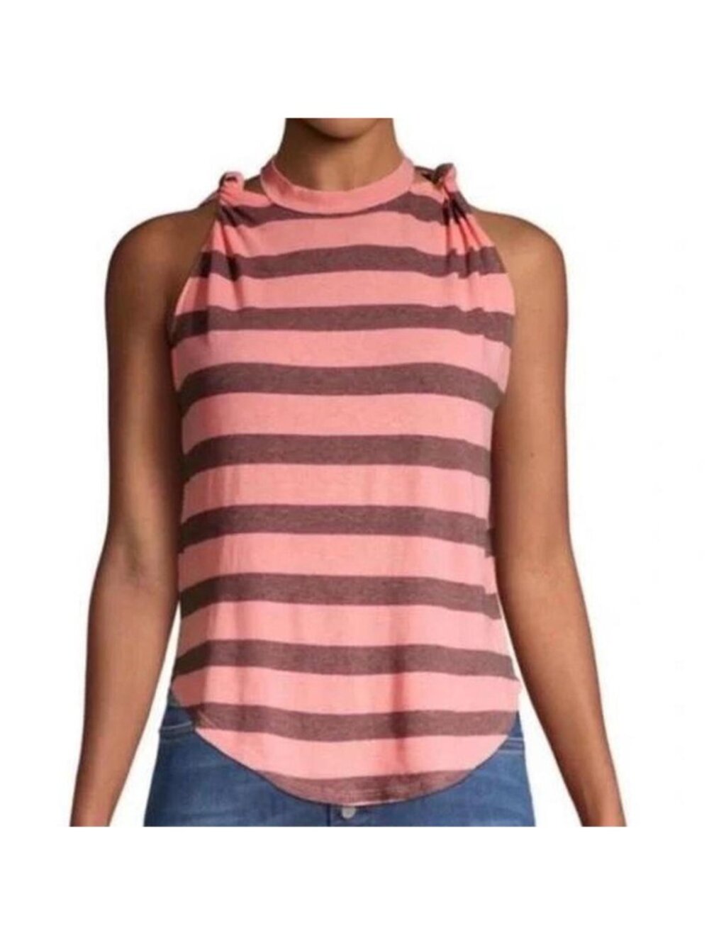 Free People pink and brown striped top